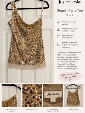 Joyce Leslie Gold Sequin One-Shoulder Camisole